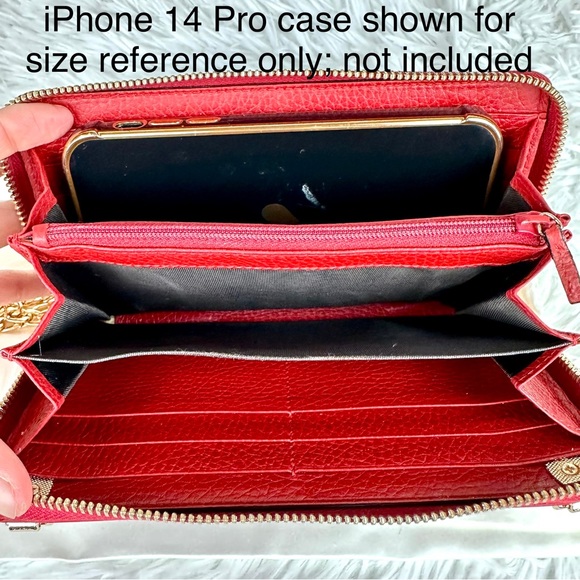 Gucci Marmont red leather zip around zippy wallet on chain crossbody WOC - Picture 15 of 16